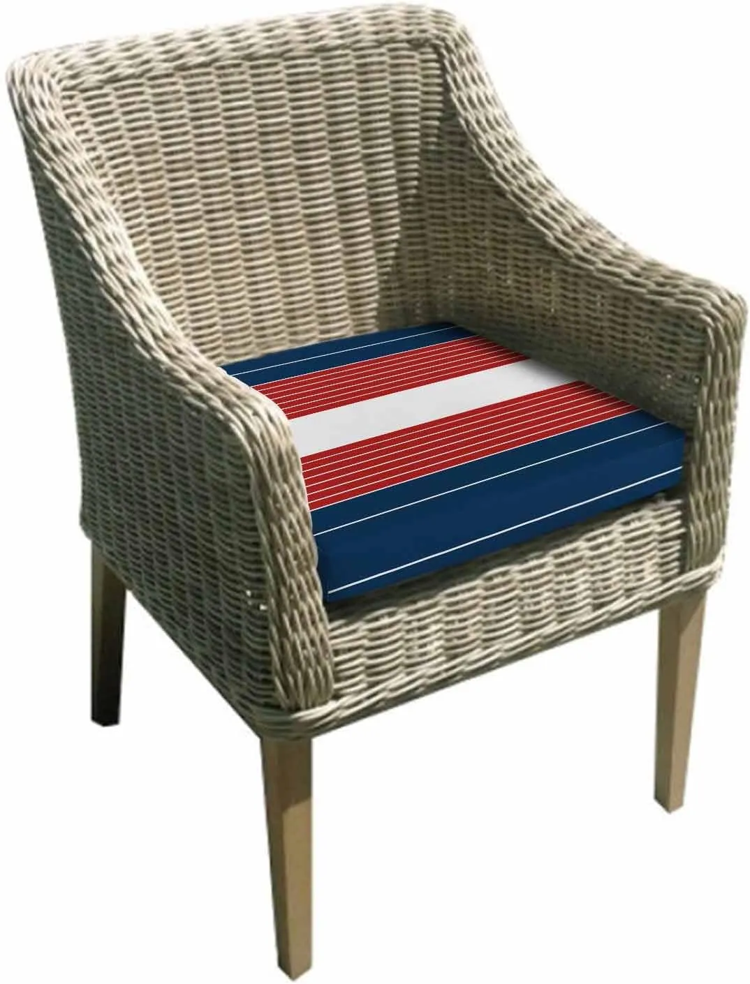 Navy Blue Red Stripe Outdoor Cushion Chair Cover Set of 4 - Waterproof Couch Seat Covers, Modern Art Horizontal Striped Patio Furniture Protector Cushions Slipcovers for Sofa/RV, 22"x22"x4"