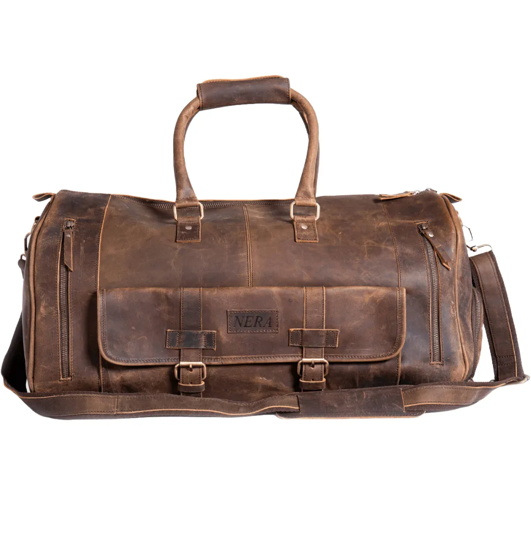 Nera Vintage Duffle Bag-Brown