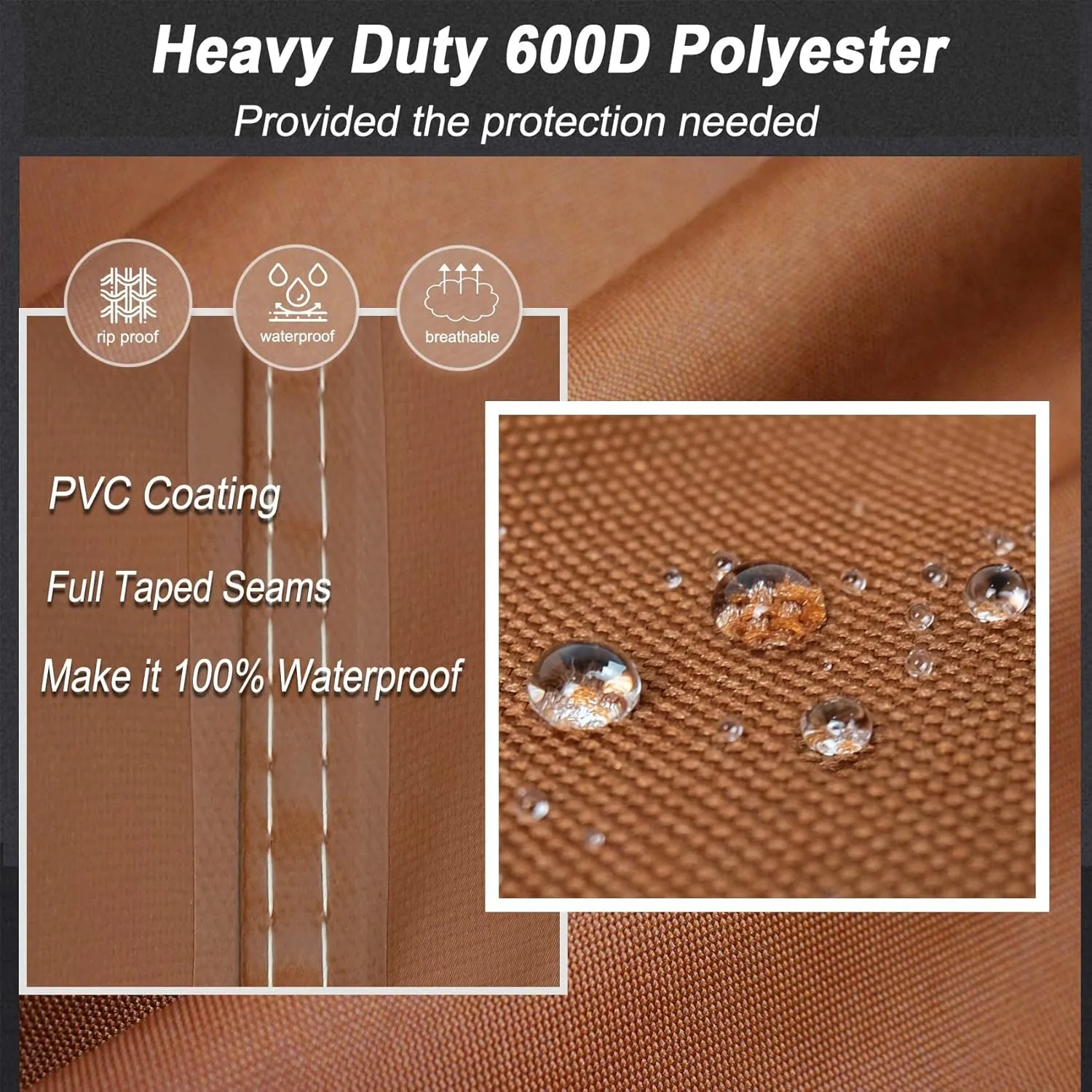 NettyPro BBQ Grill Cover 56 Inch Outdoor Patio 600D Heavy Duty Waterproof 2-3 Burner Barbecue Cover for Weber, Char-Broil, Brinkmann, Nexgrill Grills and More, Brown