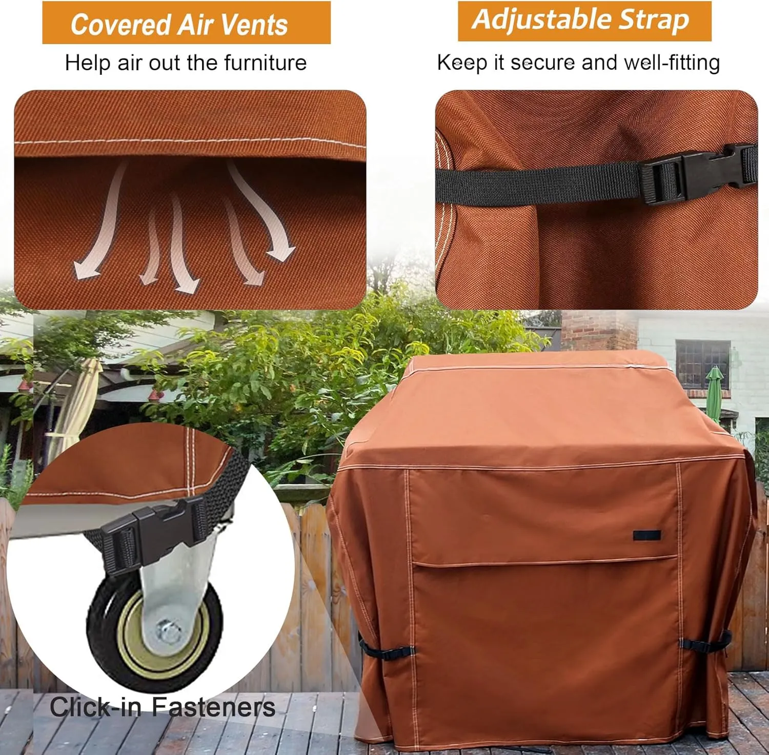 NettyPro BBQ Grill Cover 56 Inch Outdoor Patio 600D Heavy Duty Waterproof 2-3 Burner Barbecue Cover for Weber, Char-Broil, Brinkmann, Nexgrill Grills and More, Brown