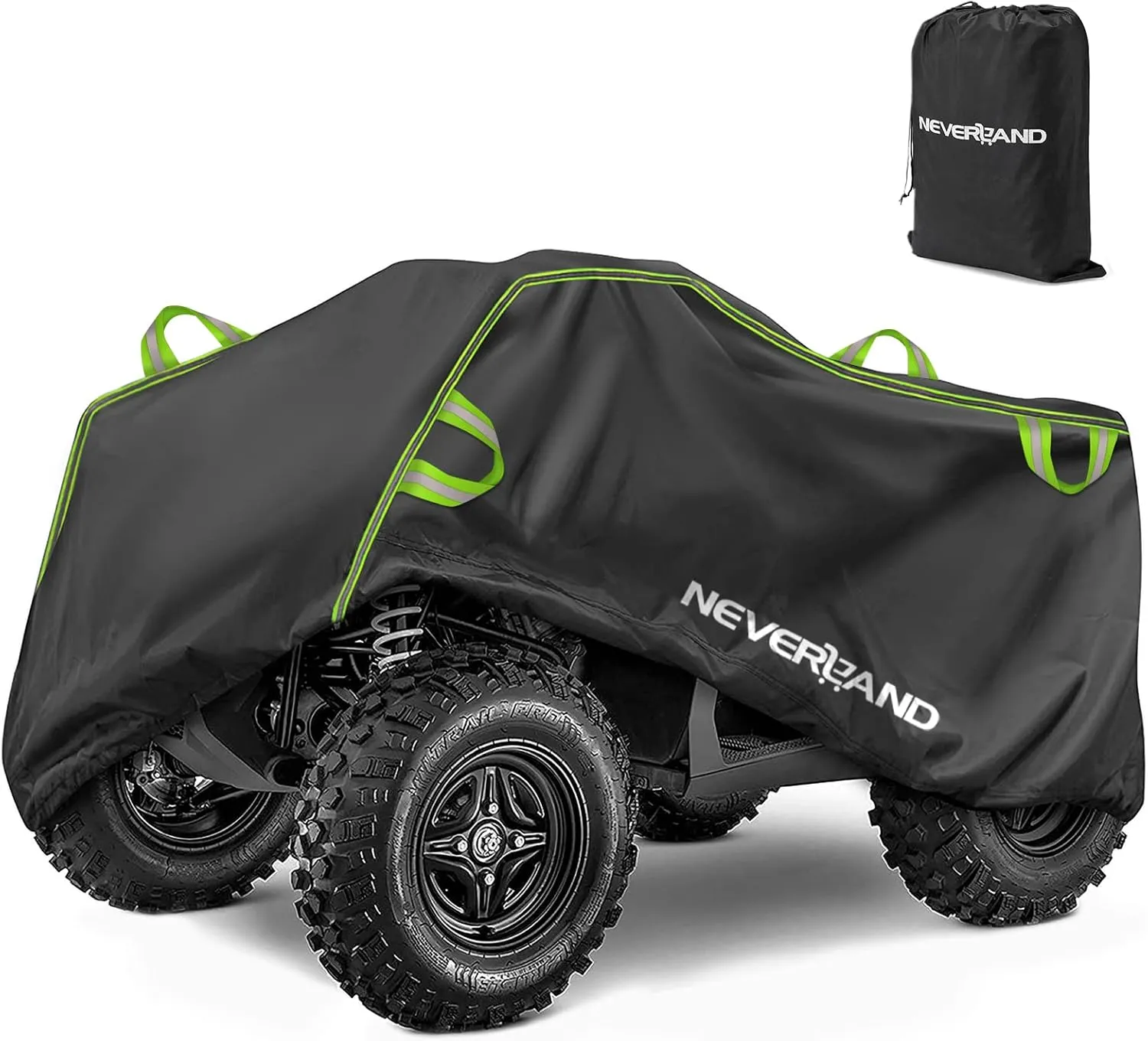 NEVERLAND ATV Cover, Waterproof Heavy Duty 4 Wheeler Cover with Buckle, Dustproof Anti UV Windproof All Weather Outdoor Storage Quad Cover for Polaris Sportsman Yamaha Honda Coleman XXL