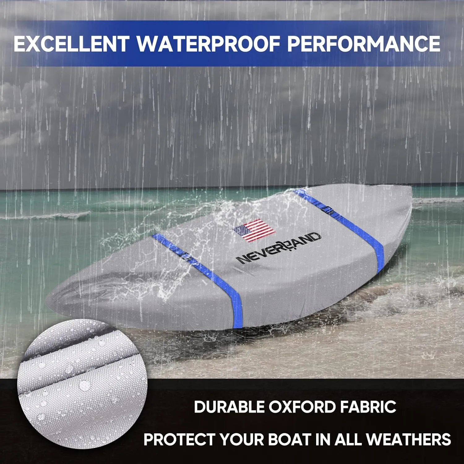 NEVERLAND Kayak Cover 9.3 to 10.5 Feet Waterproof Heavy Duty Kayak Covers for Outdoor and Indoor Storage Kayak UV and Dust Resistant Protection Gray