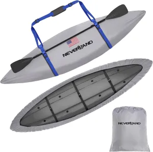 NEVERLAND Kayak Cover 9.3 to 10.5 Feet Waterproof Heavy Duty Kayak Covers for Outdoor and Indoor Storage Kayak UV and Dust Resistant Protection Gray