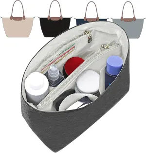 New Dupont Paper Purse Organizer Insert for Longchamp Le Pliage L Handbag Insert (Black&White, Large)
