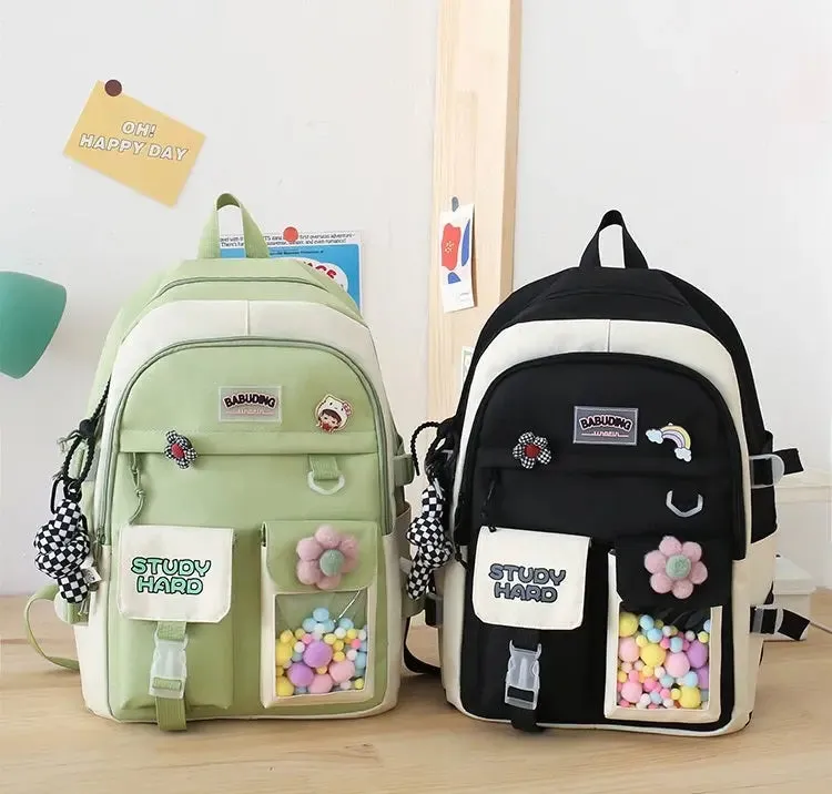 New High School Five-Piece set of Multi-Compartment Fashion Schoolbag 3002