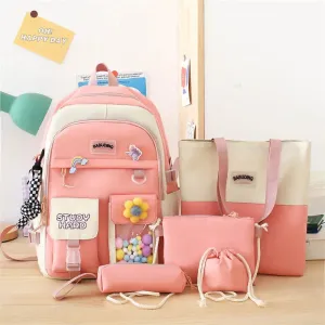New High School Five-Piece set of Multi-Compartment Fashion Schoolbag 3002