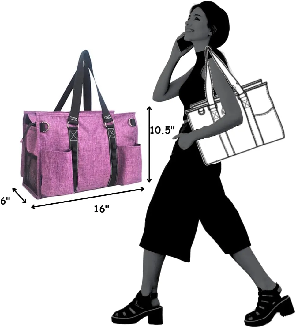 NGIL Utility Water Resistant Zippered Lined Tote Bag,Multi Pocket Organizer, Work Tote Bags for Women, Nurse Tote,Nurse Gift