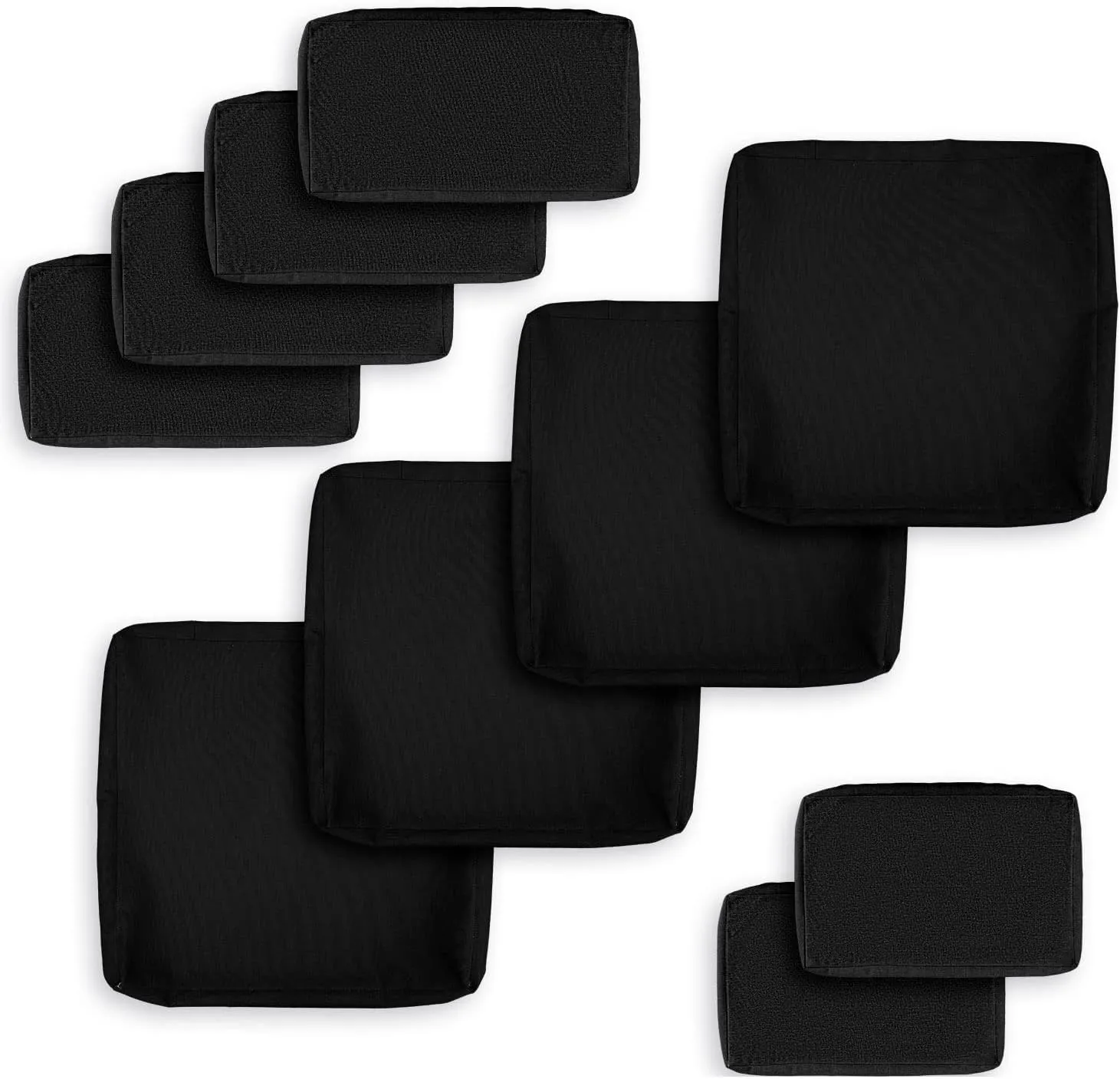 NICESOUL 10-Piece 27“x27 Patio Cushion Covers for Outdoor Furniture, Olefin Fade/UV-Resistant Sectional Couch Replacement Cover with Zipper, Woven Durable Slipcovers for Yard, Machine Washable, Black