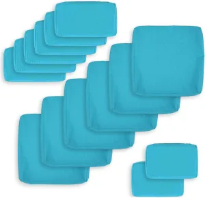 NICESOUL 14-Piece 27“x27 Outdoor Patio Cushion Cover, Olefin Fade/UV-Resistant Sectional Sofa Replacement Cover with Zipper, Deep Seated Slipcovers for Backyard Furniture, Machine Washable, Turquoise