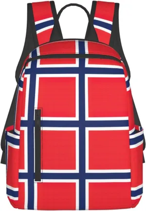Norwegian Flag Print Laptop Backpack For Women Men Casual Daypack Bookbag For Work Business Outdoor Travel