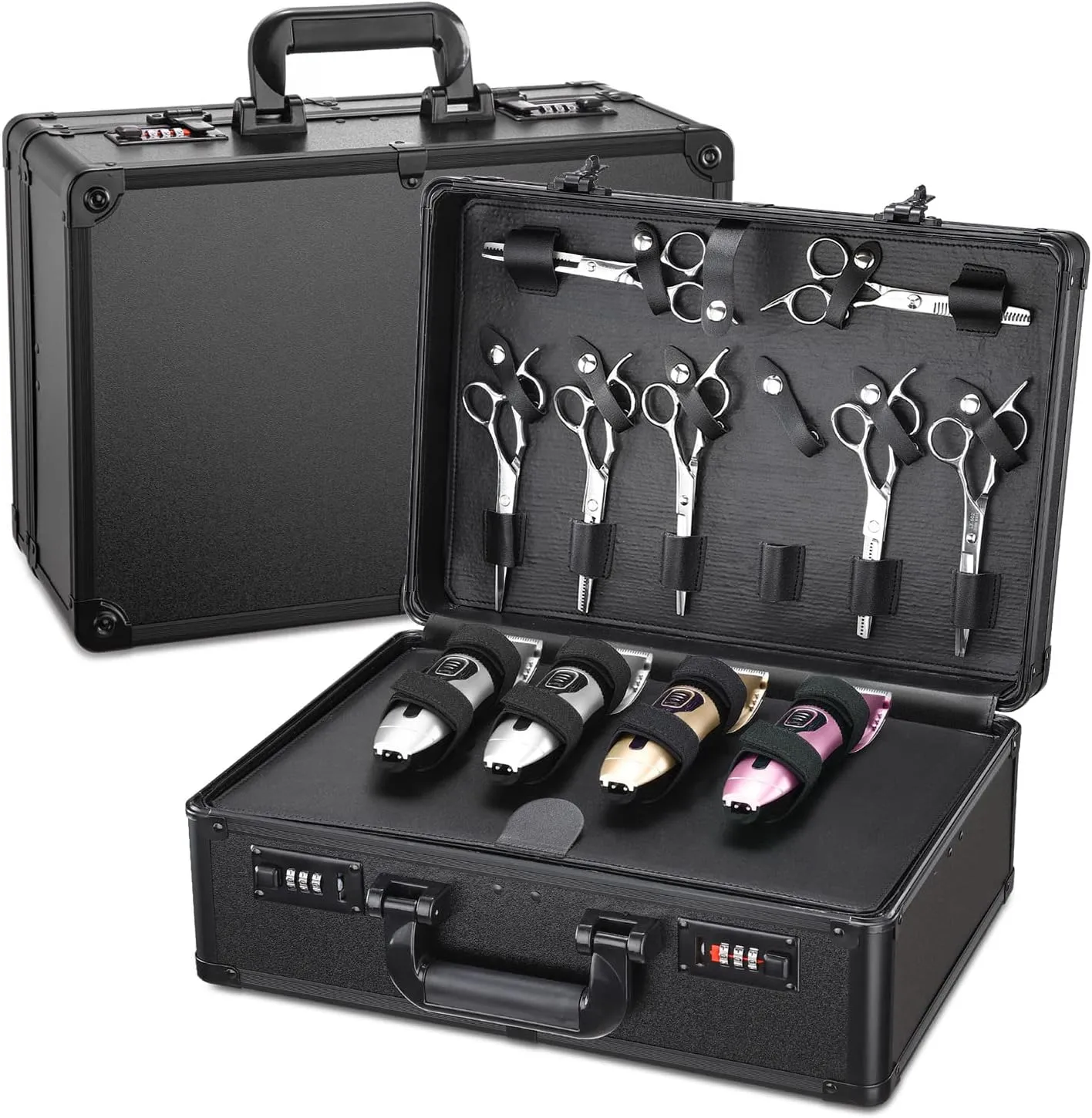 Noverlife Large Barber Carrying Case with Code Lock, Hairdresser Tool Box Organizer Traveling Case, Portable Travel Barber Suitcase for Hair Stylist Pet Groomer Beauty Salon Makeup Artist