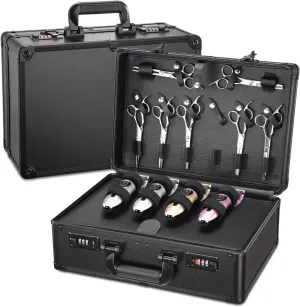 Noverlife Large Barber Carrying Case with Code Lock, Hairdresser Tool Box Organizer Traveling Case, Portable Travel Barber Suitcase for Hair Stylist Pet Groomer Beauty Salon Makeup Artist
