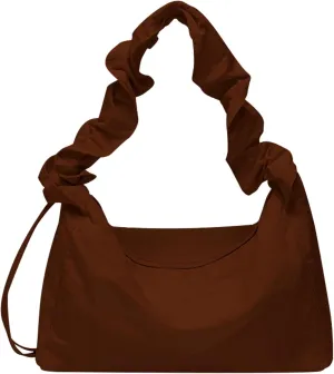 Nylon Crescent Shoulder Bag - Adjustable Strap, Black Handbag Small Purse, Casual Tote Bag for Women, Quilted Half Moon Bag