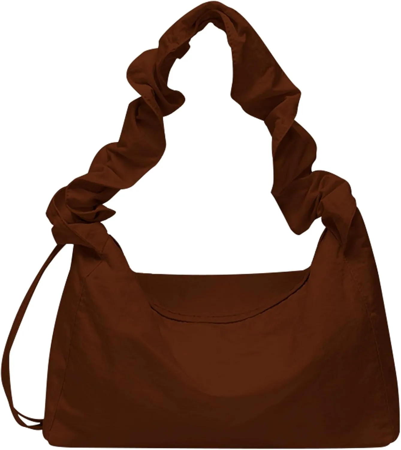 Nylon Crescent Shoulder Bag - Adjustable Strap, Black Handbag Small Purse, Casual Tote Bag for Women, Quilted Half Moon Bag
