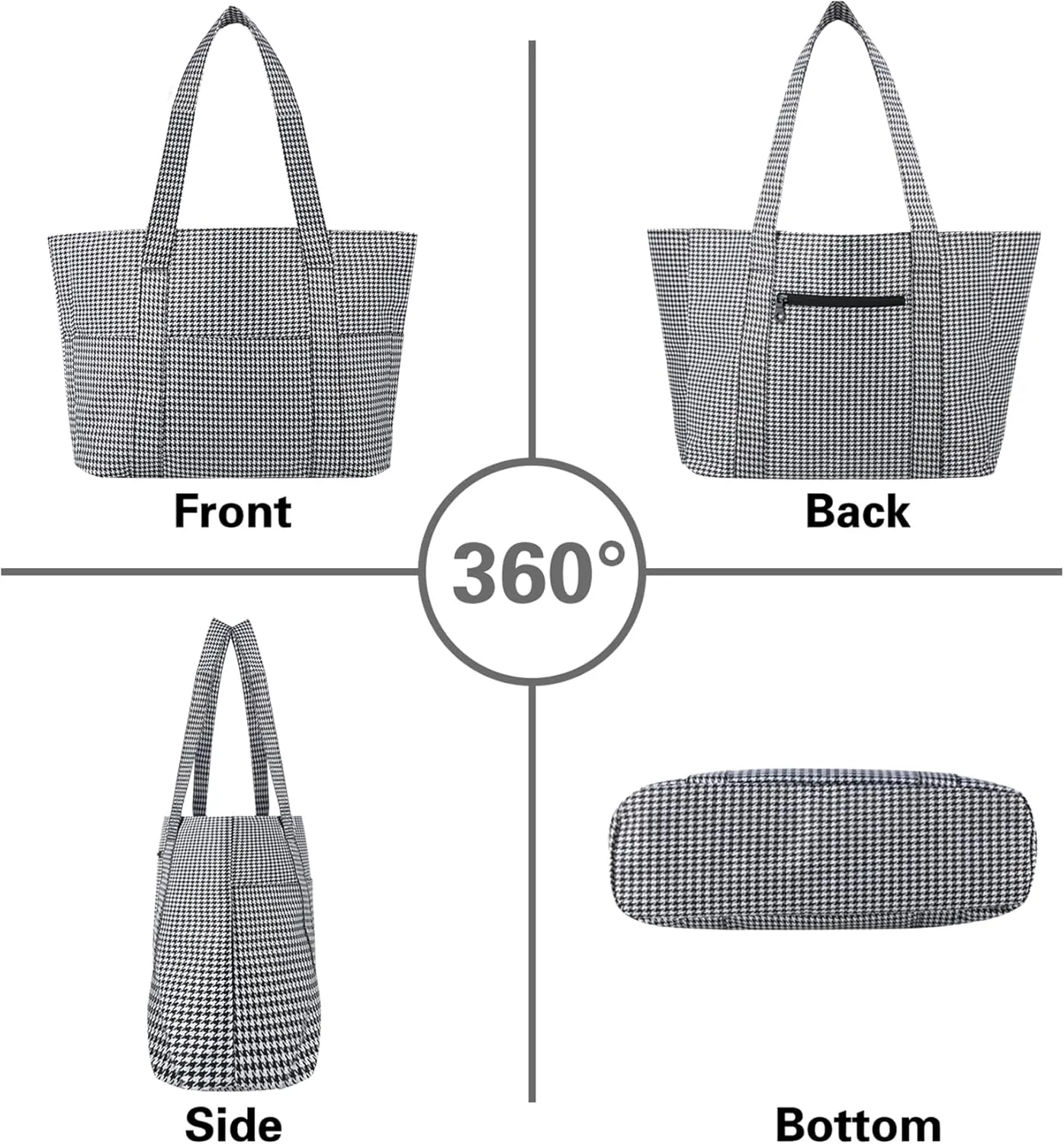 Nylon Tote Bag for Women Large Capacity Shoulder Bag Top Handle Handbag with Zipper for Work College Travel Daily