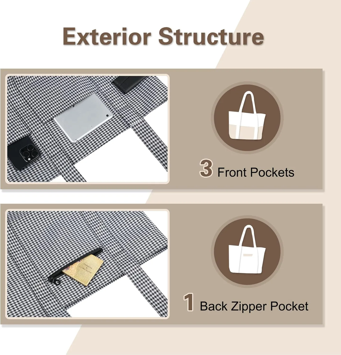 Nylon Tote Bag for Women Large Capacity Shoulder Bag Top Handle Handbag with Zipper for Work College Travel Daily