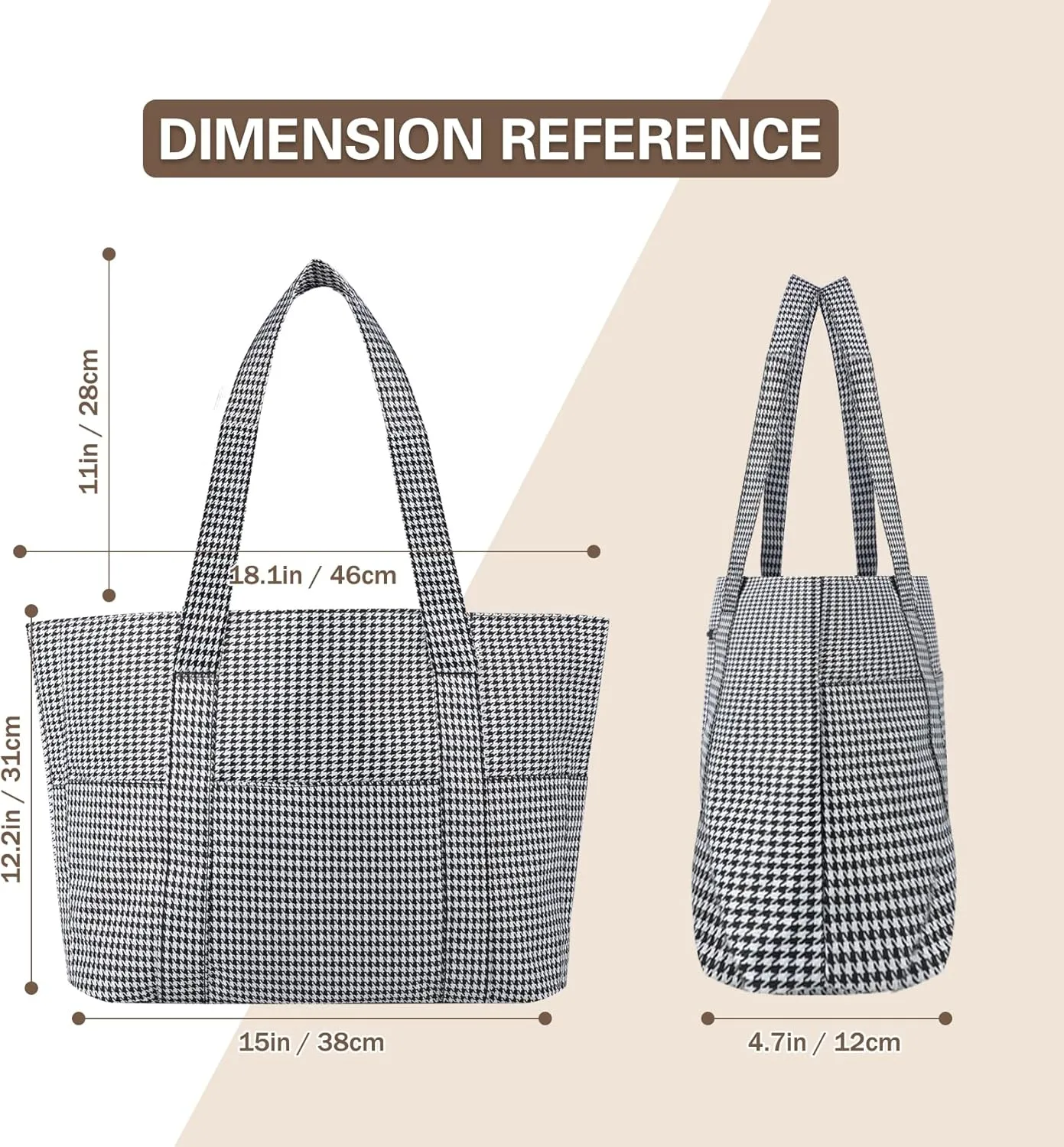 Nylon Tote Bag for Women Large Capacity Shoulder Bag Top Handle Handbag with Zipper for Work College Travel Daily