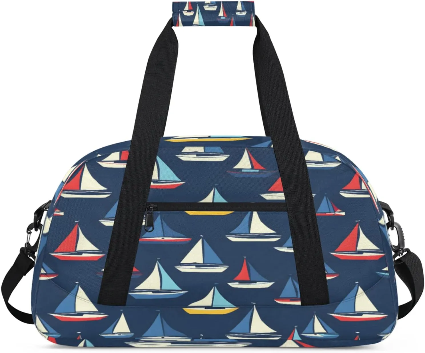 Ocean Sailboat Gym Bag for Women Men, Sports Travel Duffel Bag Lightweight Workout Bag Carry On Overnight Weekender Bag