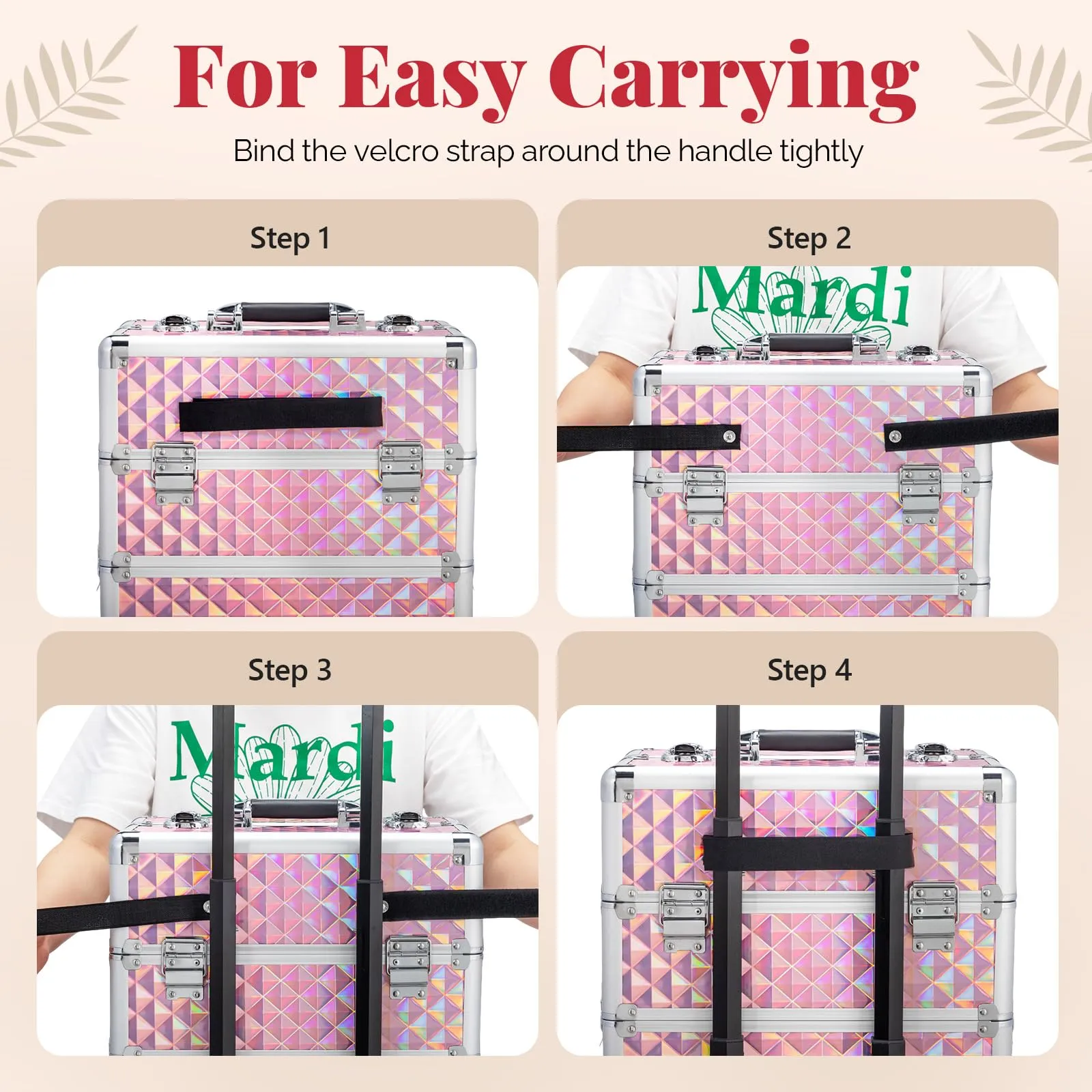 OmySalon 4-in-1 Aluminum Lockable Rolling Makeup Train Case