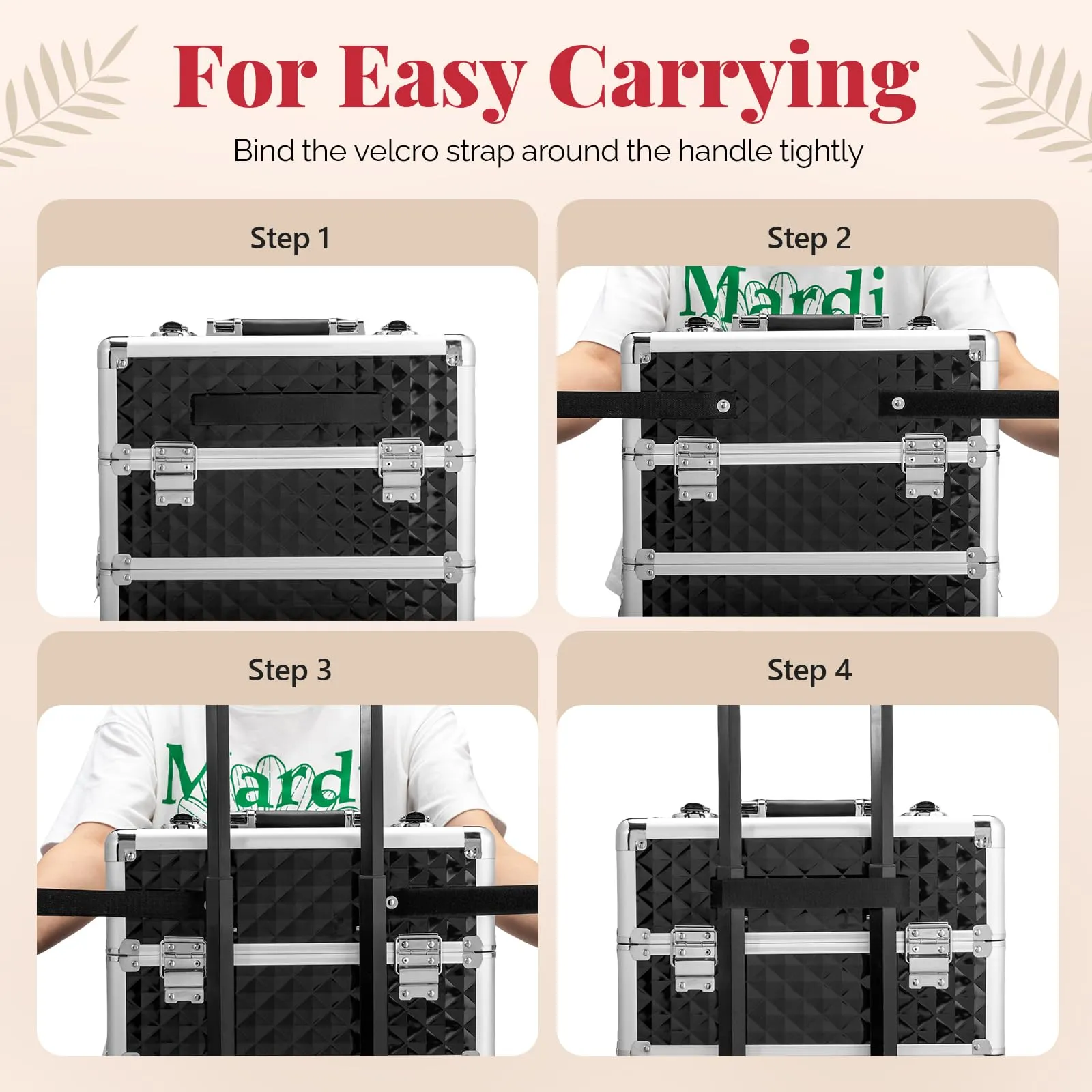 OmySalon 4-in-1 Aluminum Lockable Rolling Makeup Train Case
