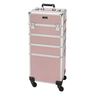 Omysalon MCA401 4-in-1 Aluminum Lockable Rolling Makeup Cosmetic Organizer Train Case