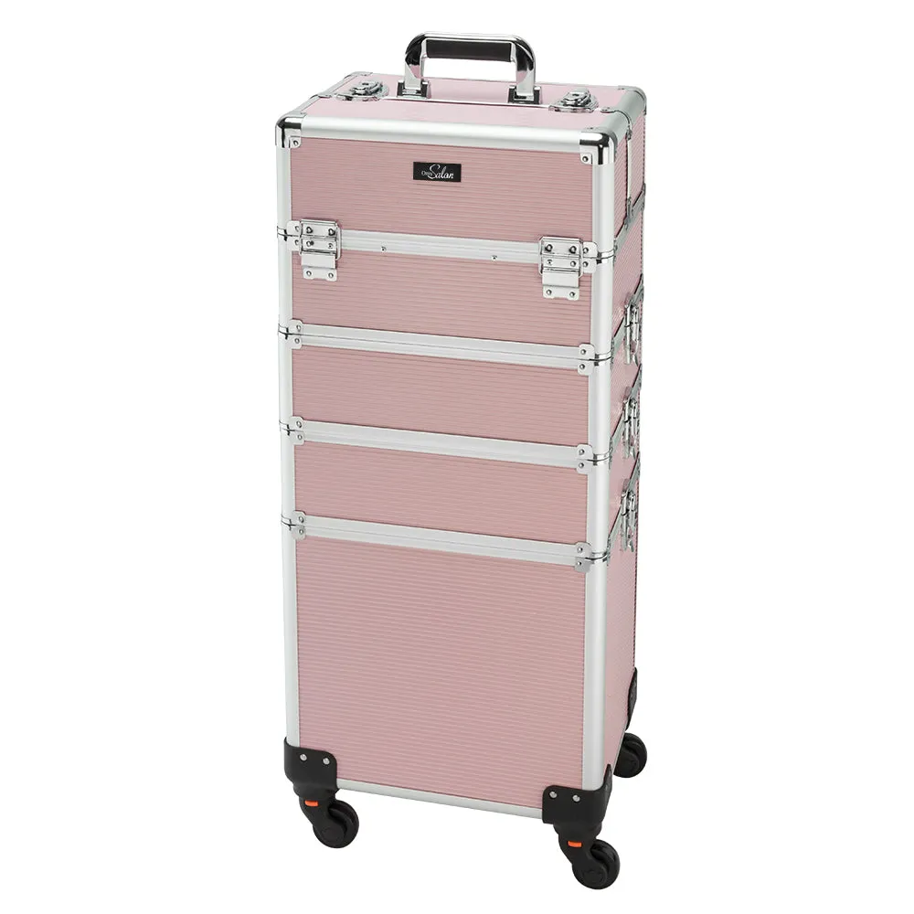 Omysalon MCA401 4-in-1 Aluminum Lockable Rolling Makeup Cosmetic Organizer Train Case