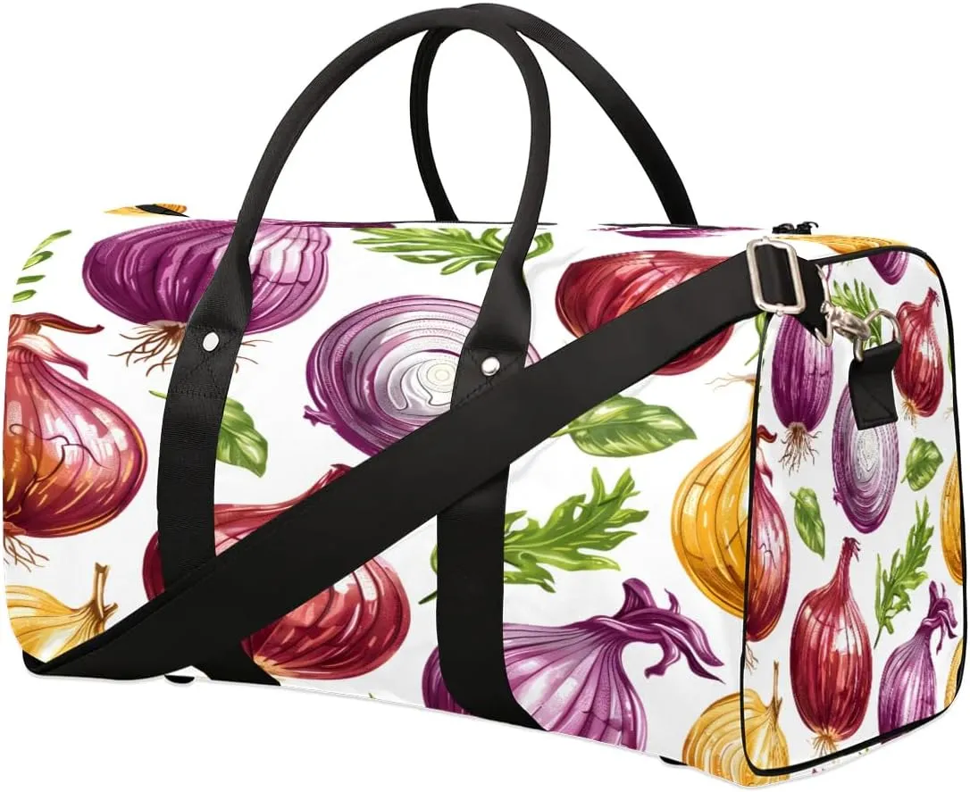 Onion Pattern Travel Duffel Bag for Women Men Foldable Sport Gym Tote Bag Lightweight Waterproof Weekender Overnight Bag for Weekend Holiday Gym Swim Yoga