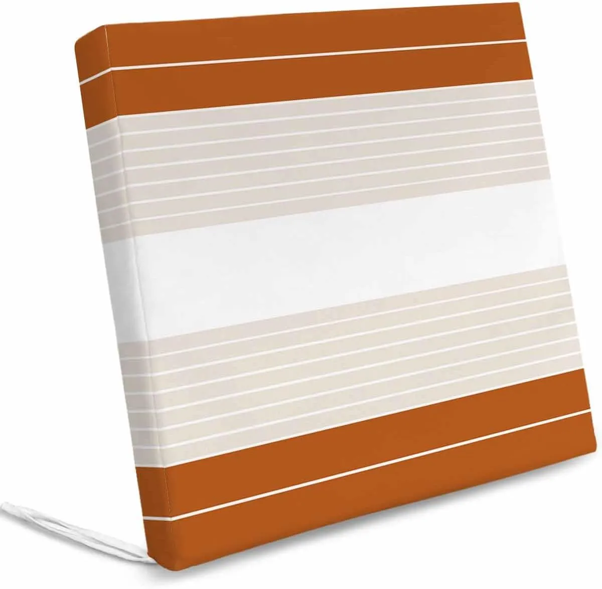 Orange Beige Stripe Outdoor Cushion Chair Cover Set of 4 - Waterproof Couch Seat Covers, Modern Art Horizontal Striped Patio Furniture Protector Cushions Slipcovers for Sofa/RV, 24"x24"x4"