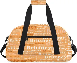 Orange Personalized Duffle Bag for Kids Custom Dance Ballet Bag with Name Lightweight Travel Weekender Overnight Bags Sport Gym Duffel Bag Workout Carry On Tote for Girls Boys