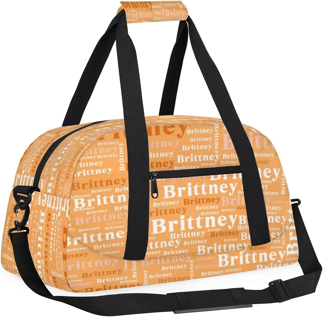 Orange Personalized Duffle Bag for Kids Custom Dance Ballet Bag with Name Lightweight Travel Weekender Overnight Bags Sport Gym Duffel Bag Workout Carry On Tote for Girls Boys