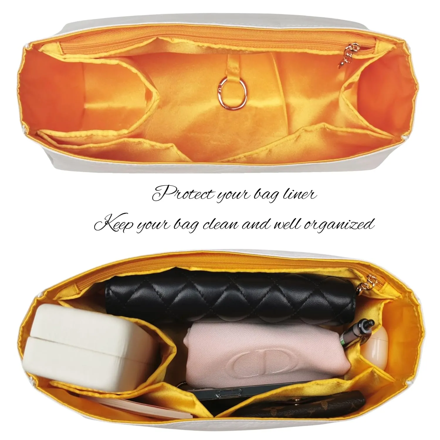 Organizer for Birkin 25,30,35,40,42,45,50, Lightweight Bag Insert, DupontPaper and Satin Silk Liner, 34 Interior Colors(BK 35, Blush)
