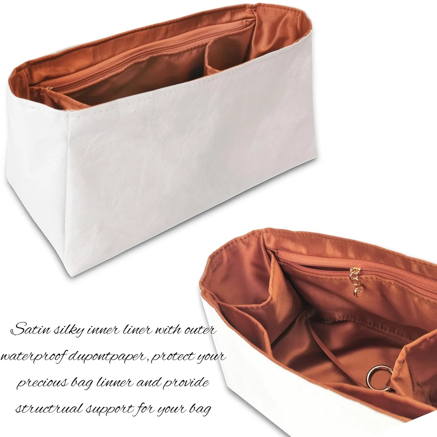 Organizer for Birkin 25,30,35,40,42,45,50, Lightweight Bag Insert, DupontPaper and Satin Silk Liner, 34 Interior Colors(BK 35, Blush)