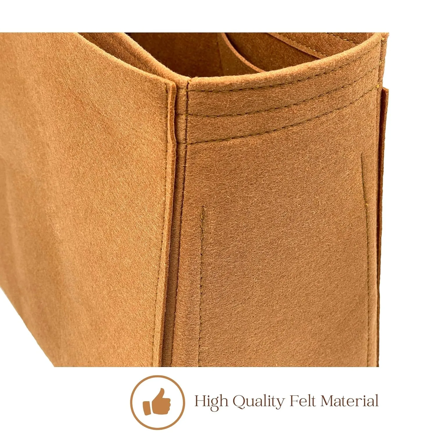 Organizer for Brooklyn Shoulder Bag 23 | 28 | 39, Felt Insert with Key Chain, Reinforced Base, Trapezoid Shape (Size 39, GoldBrown)
