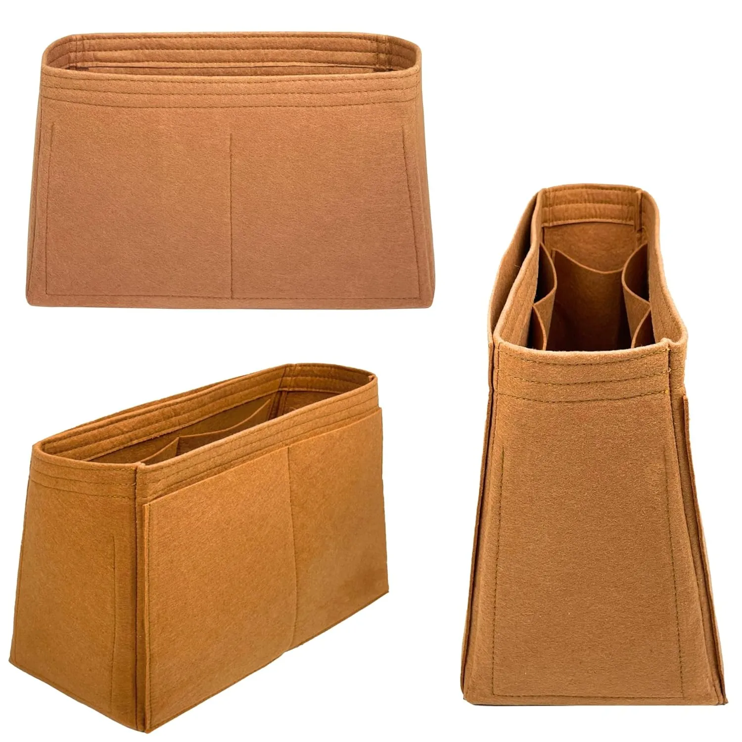 Organizer for Brooklyn Shoulder Bag 23 | 28 | 39, Felt Insert with Key Chain, Reinforced Base, Trapezoid Shape (Size 39, GoldBrown)