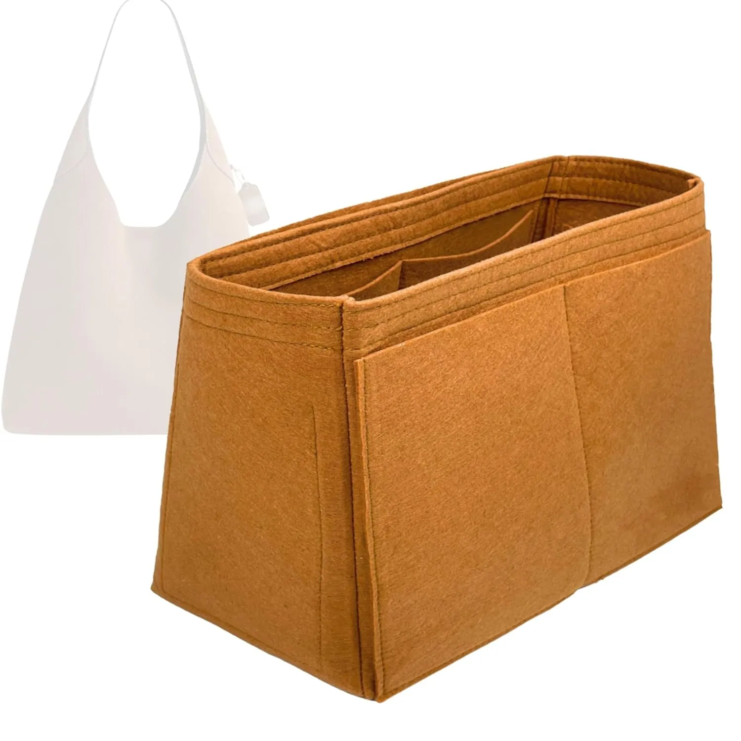 Organizer for Brooklyn Shoulder Bag 23 | 28 | 39, Felt Insert with Key Chain, Reinforced Base, Trapezoid Shape (Size 39, GoldBrown)