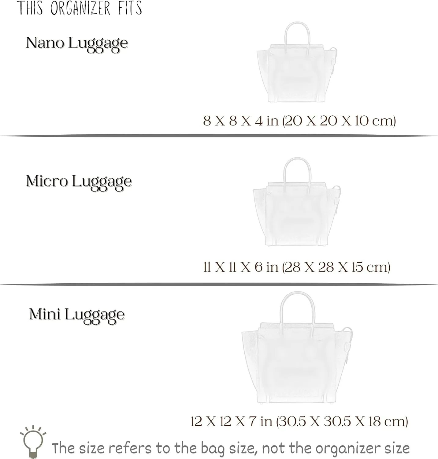 Organizer for Celine Luggage Bag, Nano/Micro/Mini, Felt Insert (Mini, Red)