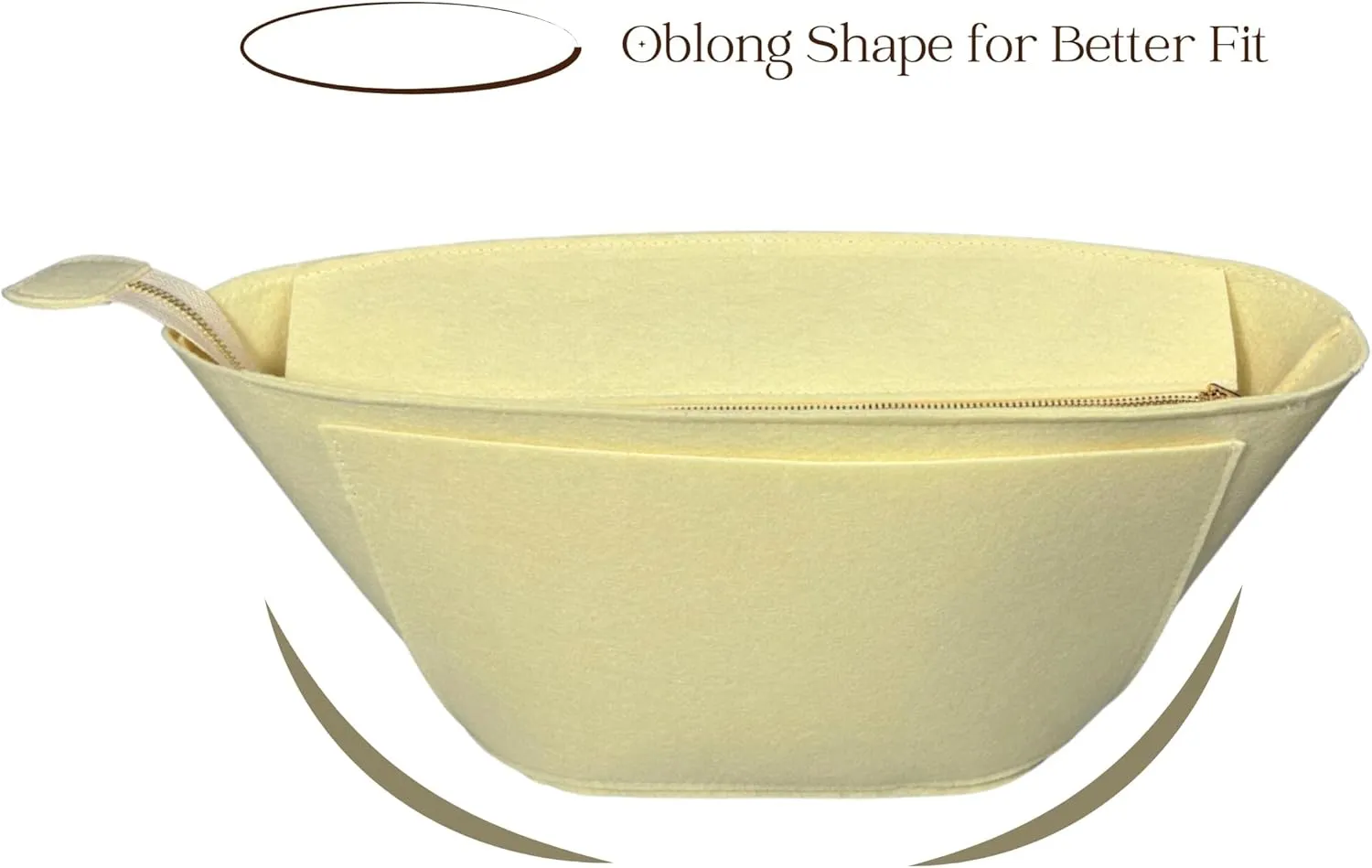 Organizer for Chloe Large Woody Basket Bag, Felt Bag Insert with Top Zipper Cover (LightPurple)