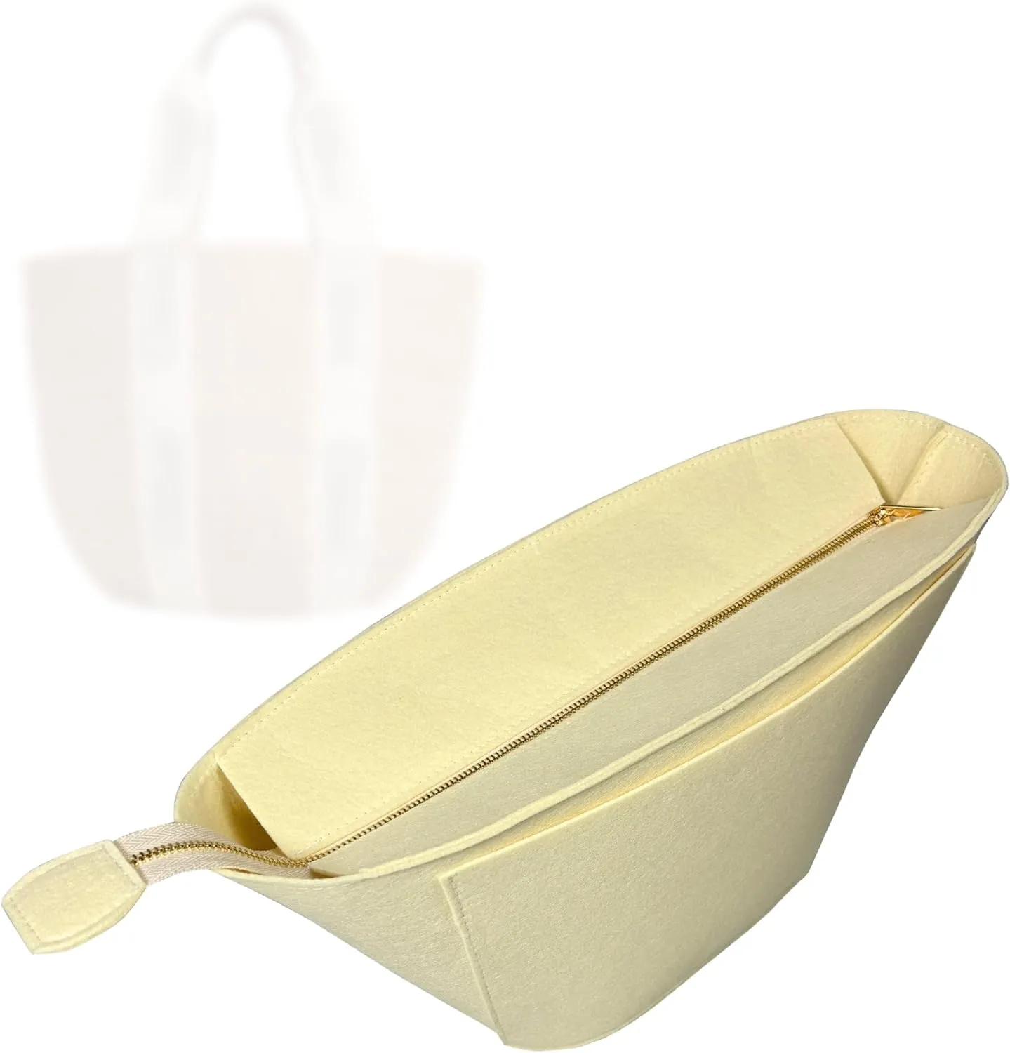Organizer for Chloe Large Woody Basket Bag, Felt Bag Insert with Top Zipper Cover (LightPurple)