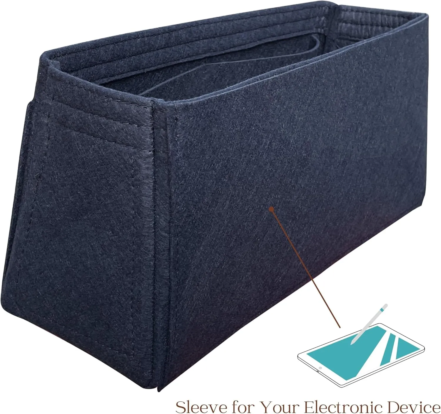 Organizer for Coa.h Soft Empire Carryall (Size 48, Evergreen), Felt Bag Insert for 40/48 with Keychain Hook, Reinforced base