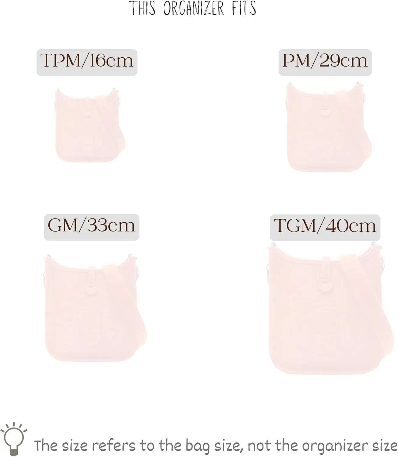 Organizer for Evelyne TPM/16, PM/29, GM/33, TGM/40, Satin Silk Bag Insert (TPM/16cm, Blue)