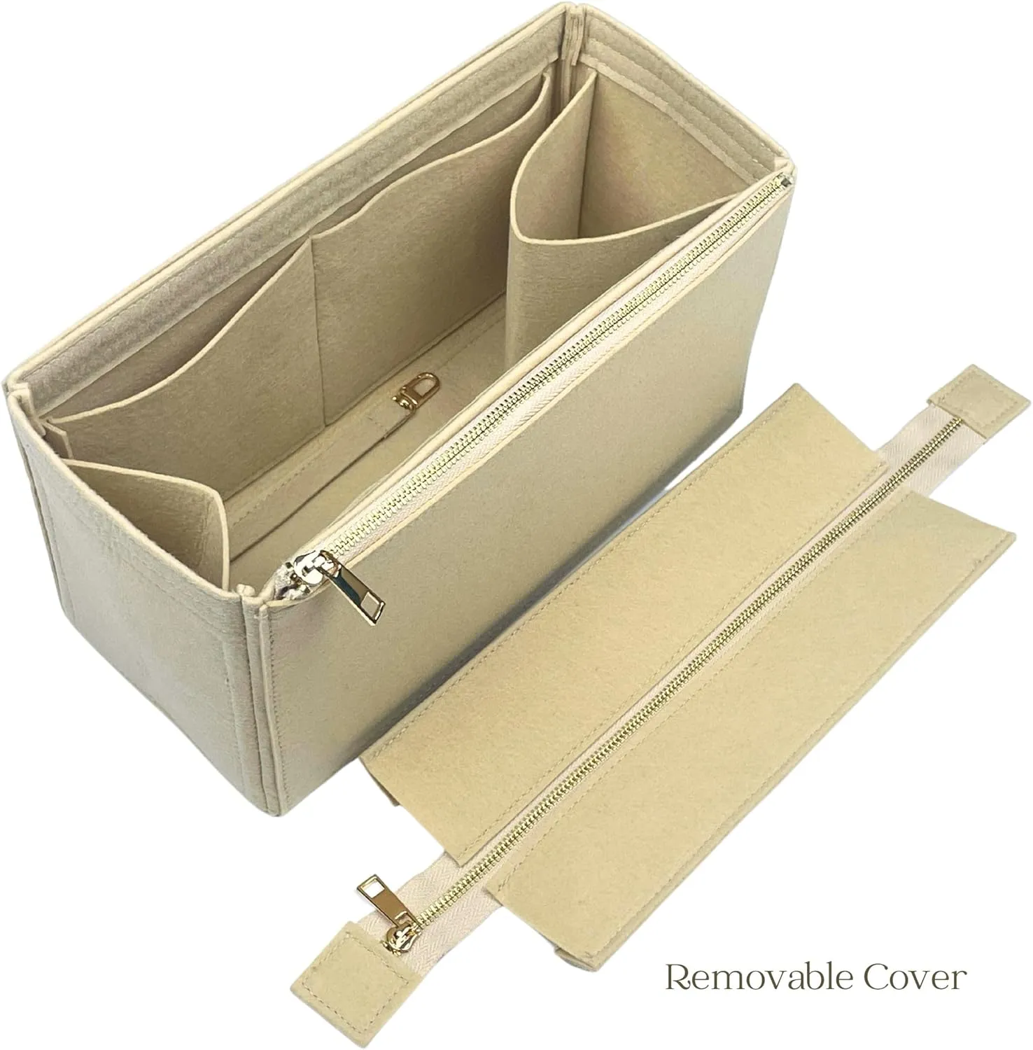 Organizer for OnTheGo PM/MM/GM/BB/East West, Felt Bag Insert with Removable Cover (BB, White)