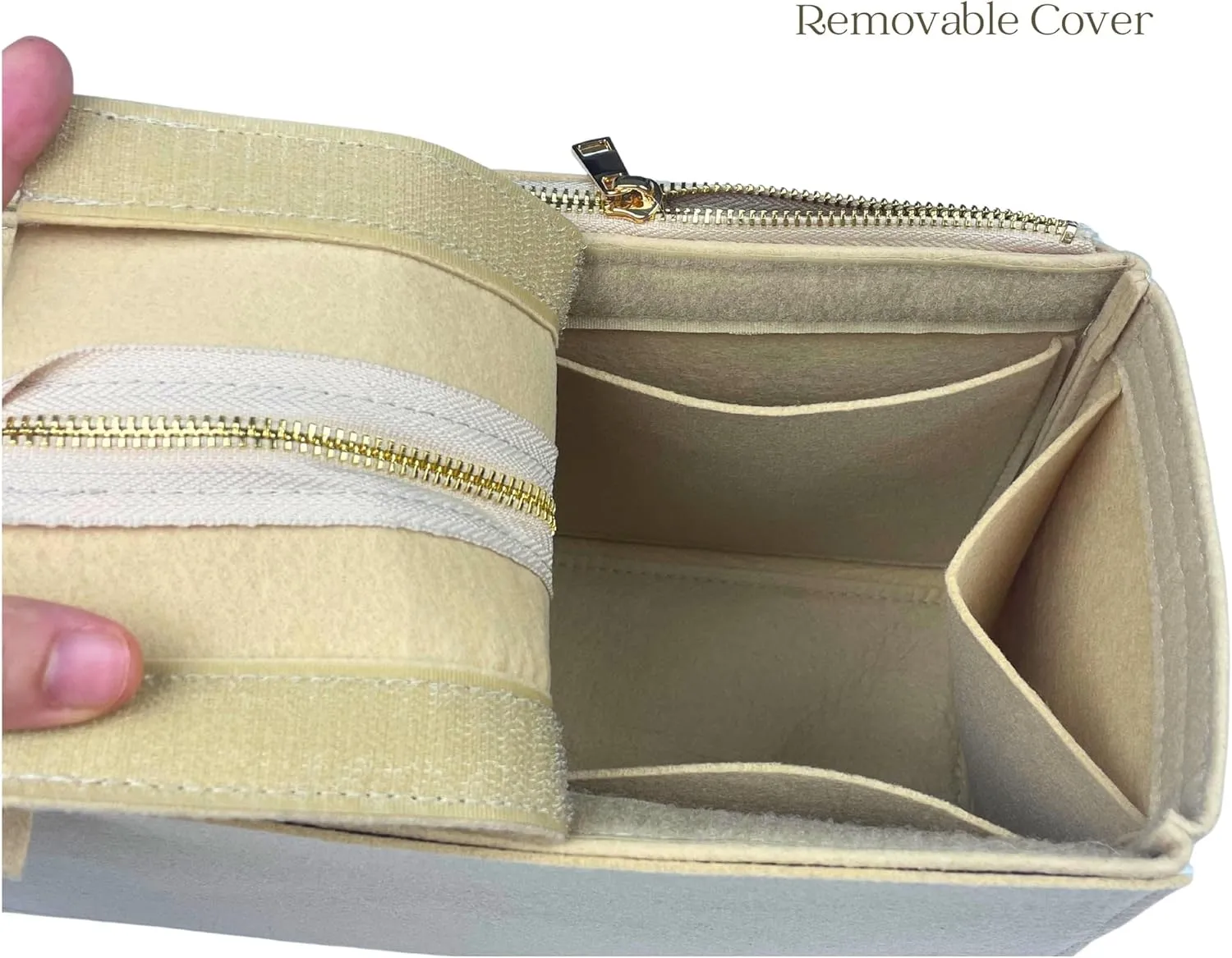 Organizer for OnTheGo PM/MM/GM/BB/East West, Felt Bag Insert with Removable Cover (BB, White)