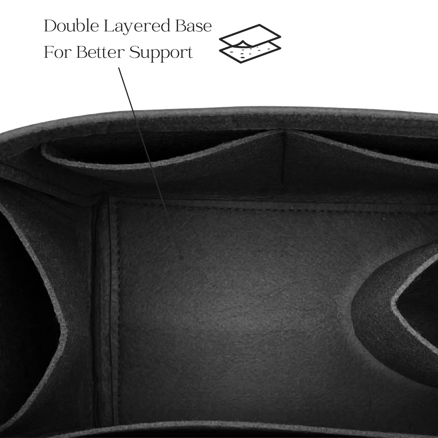 Organizer for Row N/S Park Tote Bag in Leather, Small, Medium, Large, Felt Bag Insert, 31 Colors (Large, Black)