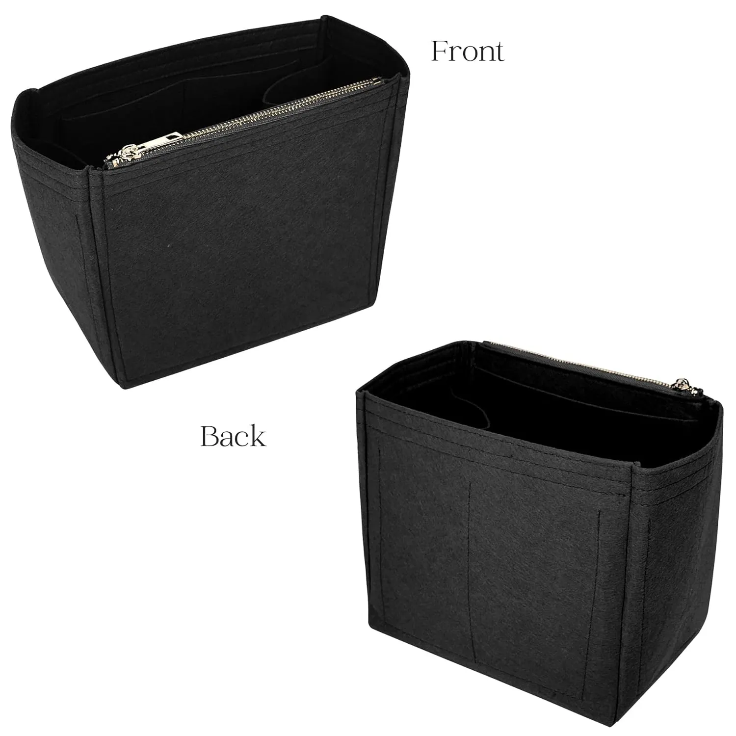 Organizer for Row N/S Park Tote Bag in Leather, Small, Medium, Large, Felt Bag Insert, 31 Colors (Large, Black)