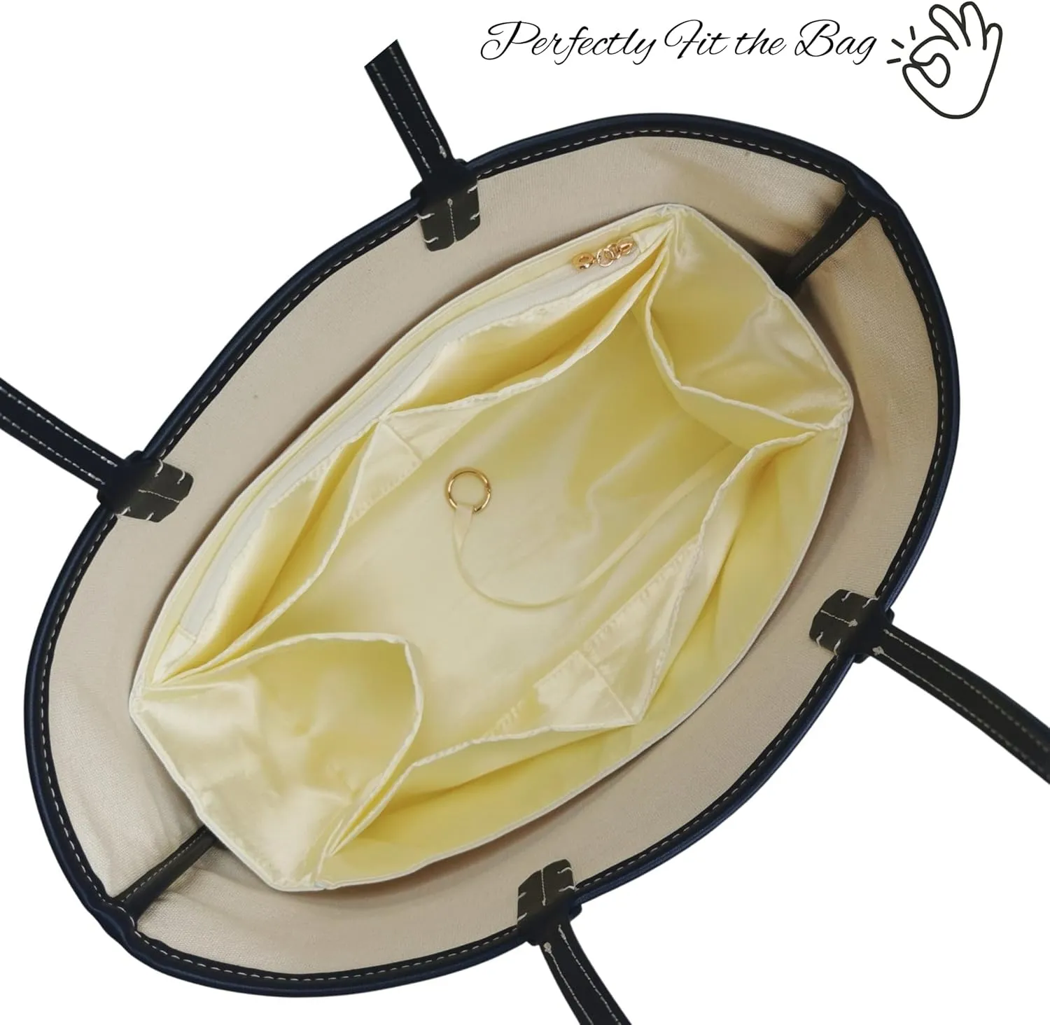 Organizer for Saint Louis PM | GM, Lightweight Bag Insert, DupontPaper and Satin Silk Liner, 34 Interior Colors (GM, Black)