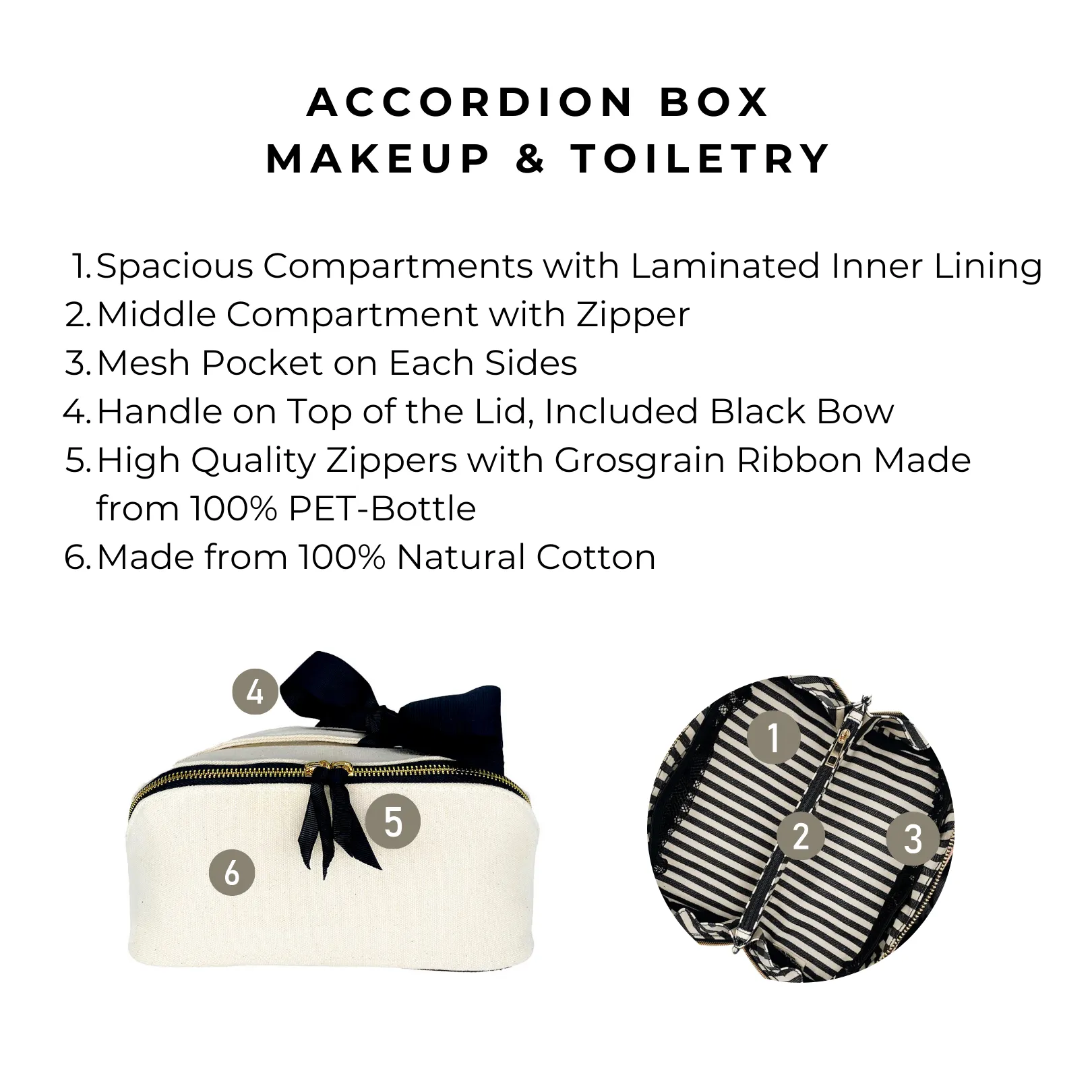 Organizing Makeup Bag, Expandable – Cream