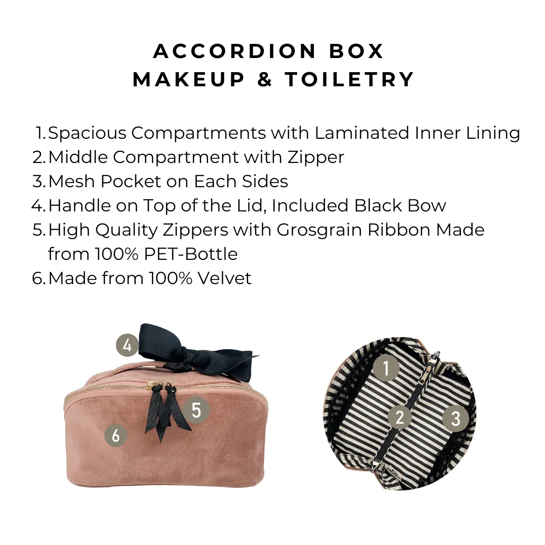 Organizing Makeup Bag, Expandable – Eco Velvet – Pink