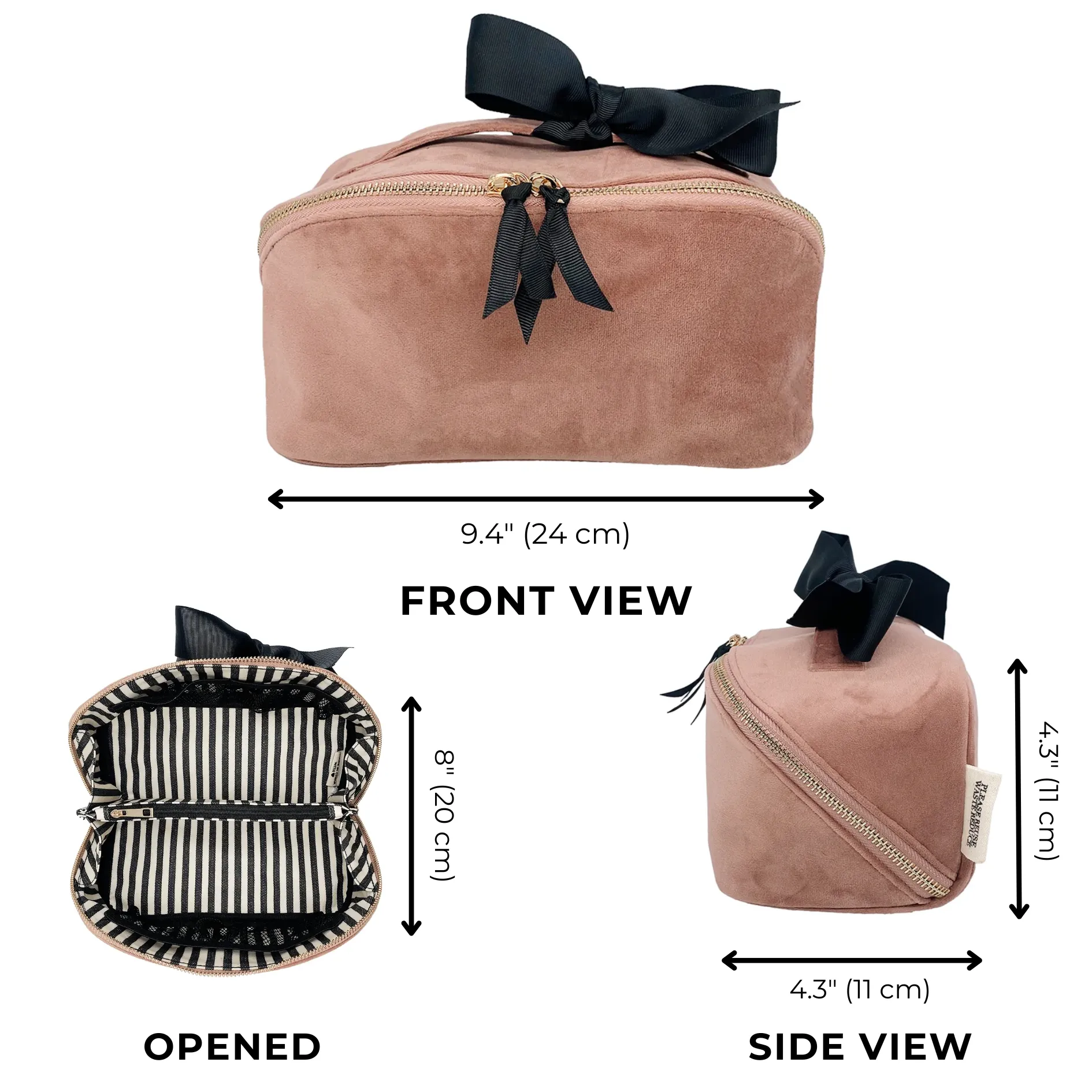 Organizing Makeup Bag, Expandable – Eco Velvet – Pink
