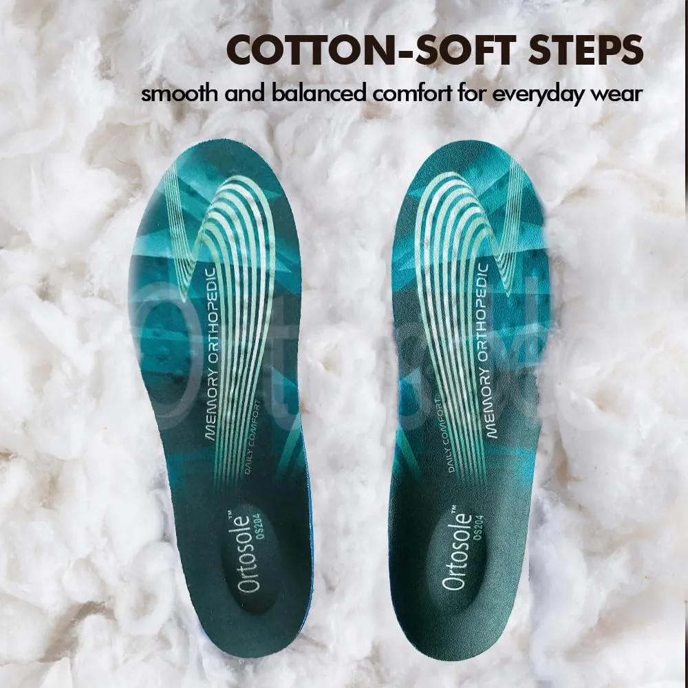 Ortosole Memory Foam Gel Insoles – Orthopedic Comfort Inserts for Men & Women – Soft Massaging Arch & Heel Support – Ideal for Walking, Standing & Daily Use (Women's 5-9)