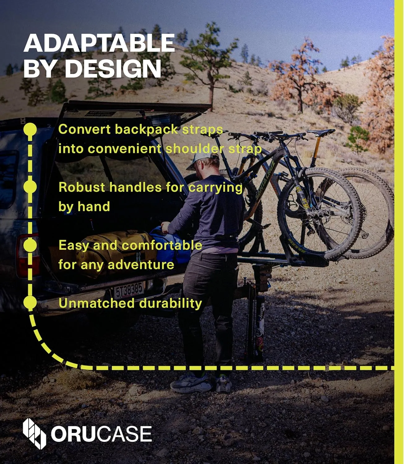 Orucase Janus Duffel Backpack for Cyclists - Gym Duffle Bag for Men & Women with Straps - Water Resistant Duffle Backpack for Travel - 55 L - Coyote